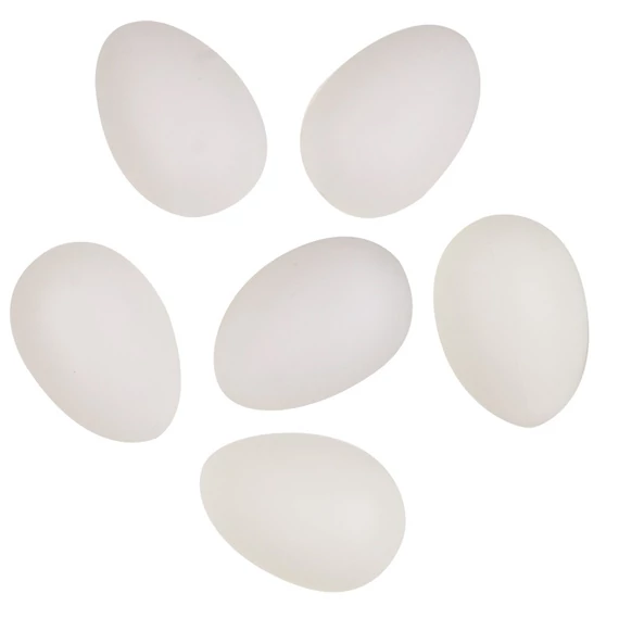 Műanyag, fehér tojások 8cm/6db