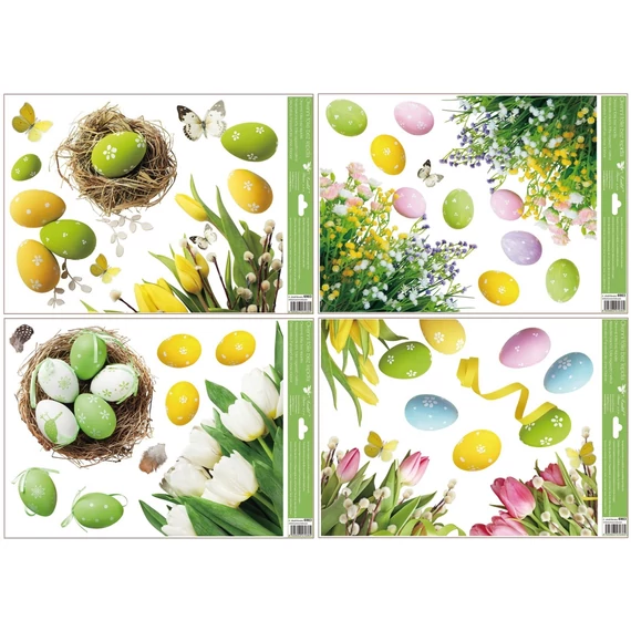 Dekorációs ablakmatrica - Színes húsvéti tojások 42x30cm