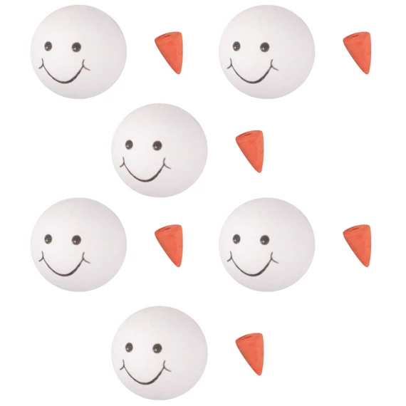 Cellulózpép hóember fejek + orrok 3cm/10db