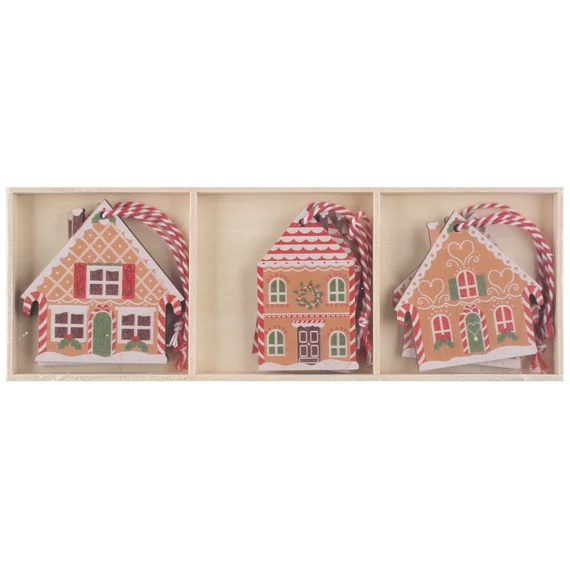 Felakasztható fa díszek 6x6x0,5cm/6db