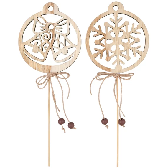Fa karácsonyi díszek pálcán 8x8,5x0,5cm + pálca