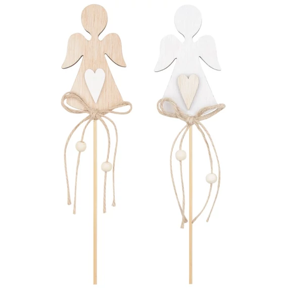 Fa angyalok pálcán 6x9,5x0,5cm + pálca