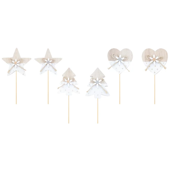 Fa díszek pálcán 6x6,5x0,5cm + pálca