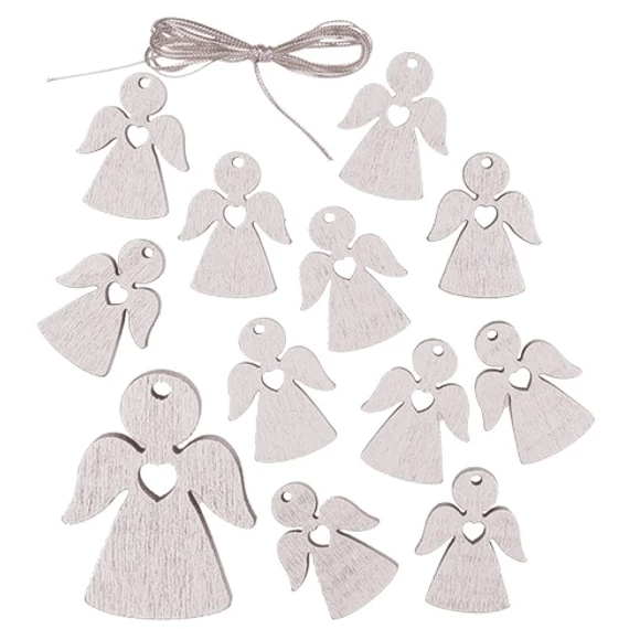 Felakasztható ezüst fa angyalka 2,5x3x0,5cm/12db