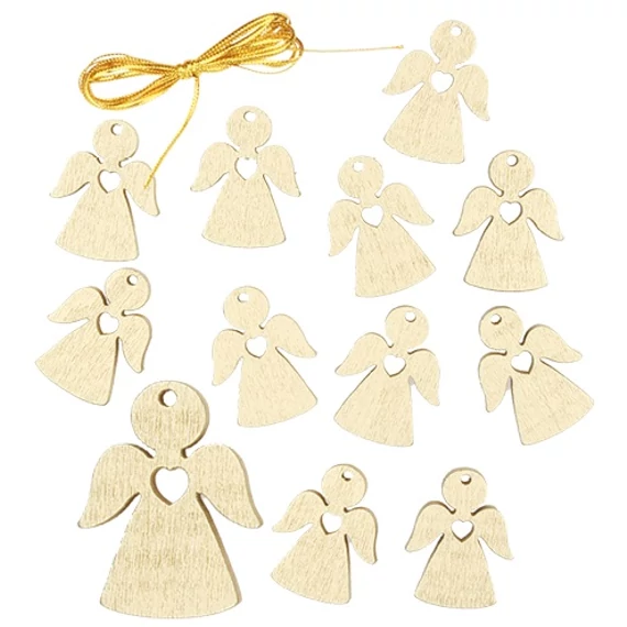 Felakasztható fa angyalka 2,5x3x0,5cm/12db