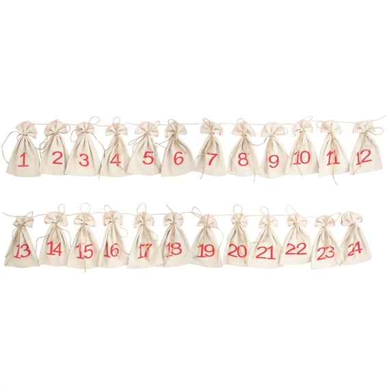 Adventi naptár, vászonzacskók 8x13cm , 24db