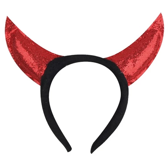 Fejpánt csillámos, piros ördögszarvakkal