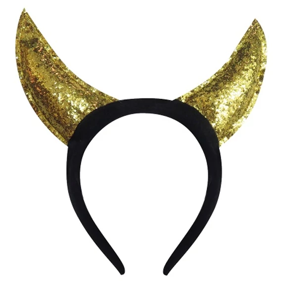 Fejpánt - Csillámos, arany ördögszarvak