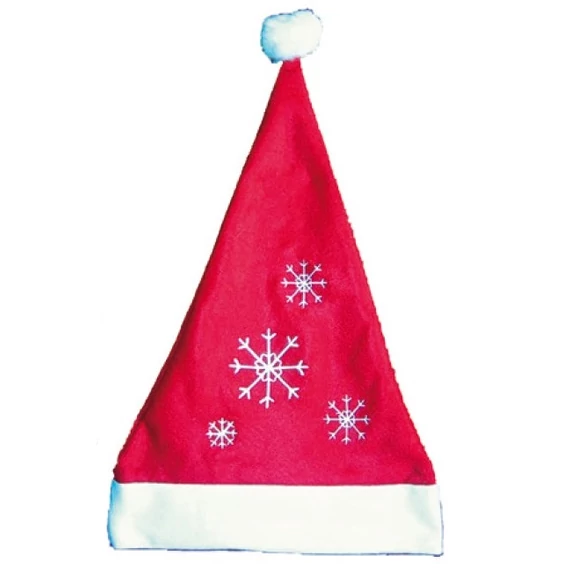 Mikulás sapka hópelyhekkel, 30x40cm