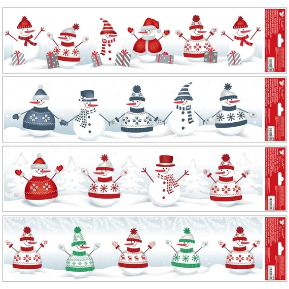 Ragasztómentes ablakmatrica 64x15cm -  Hóemberek