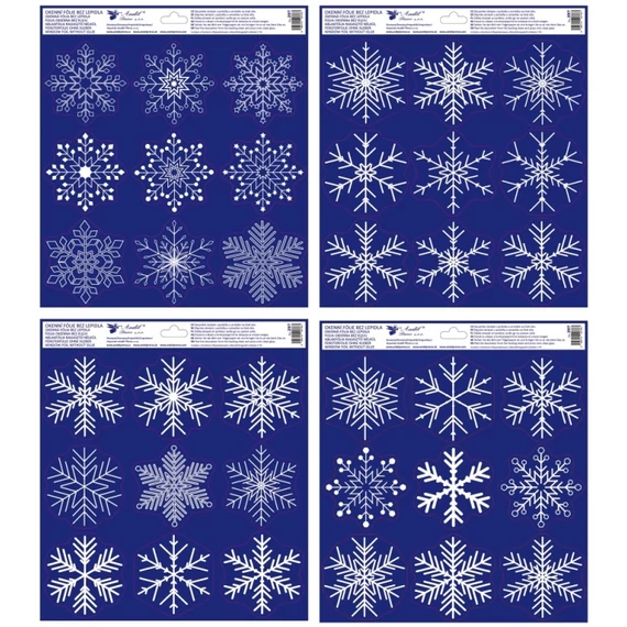 Ragasztómentes ablakmatrica  30x33,5cm, - Hópelyhek