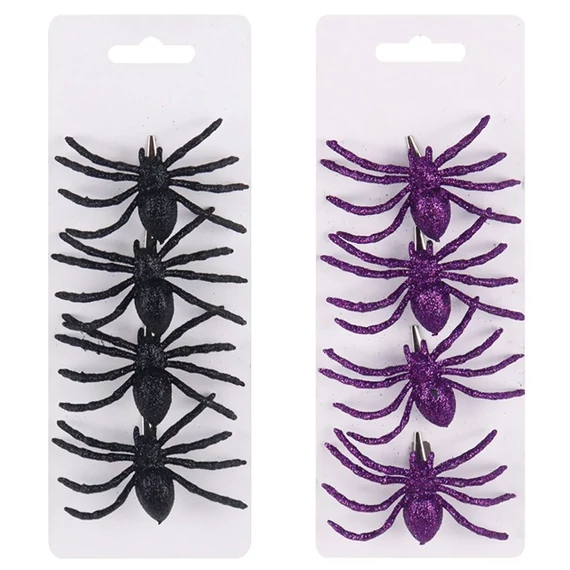 Csillámos pókok csipeszen 7,5x1,5x5cm 4db