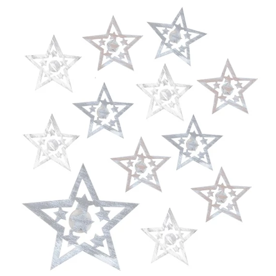 Fa csillag ragasztókoronggal 4cm, 12db