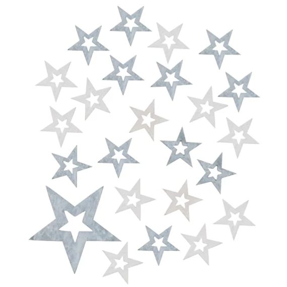 Szürke, fa csillagok 2cm/24db