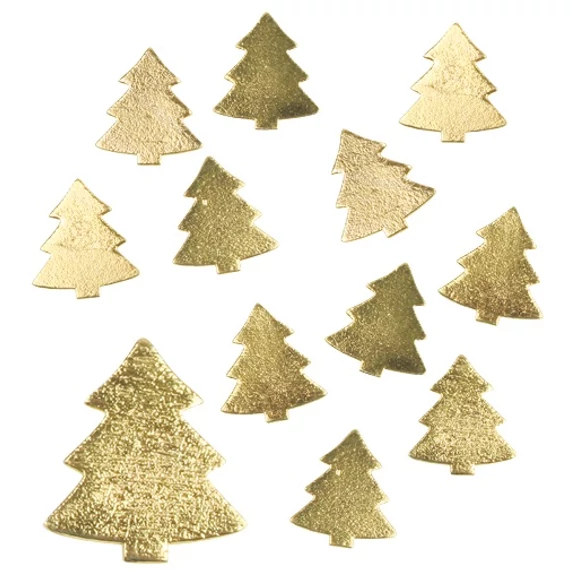 Arany, fa karácsonyfák 3cm/12db