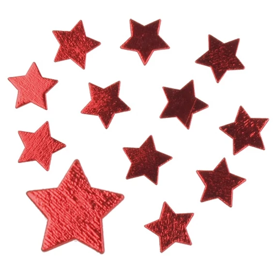 Piros, fa csillagok 3,5cm/12db