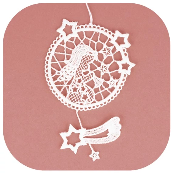 Felakasztható horgolt angyalka körben 13cm