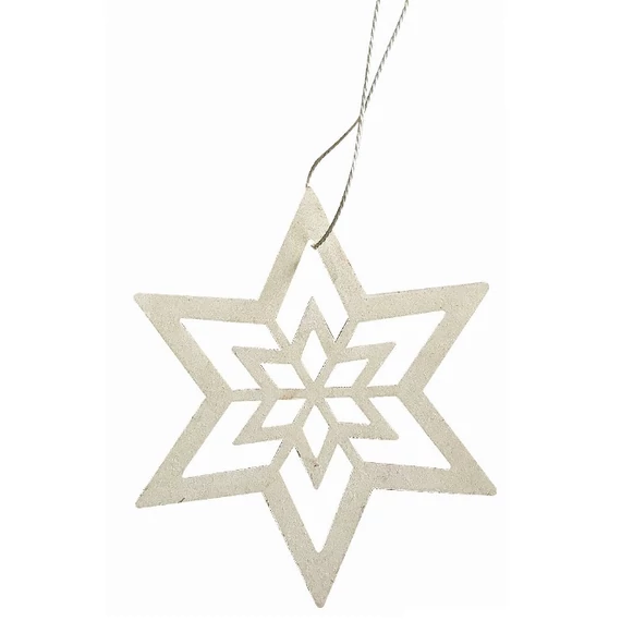 Felakasztható fa csillag 10cm, fehér