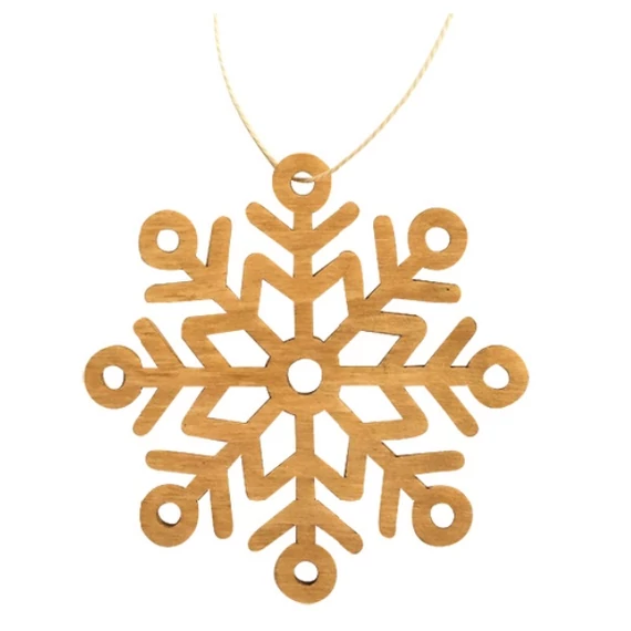 Felakasztható fa hópehely 8cm, barna