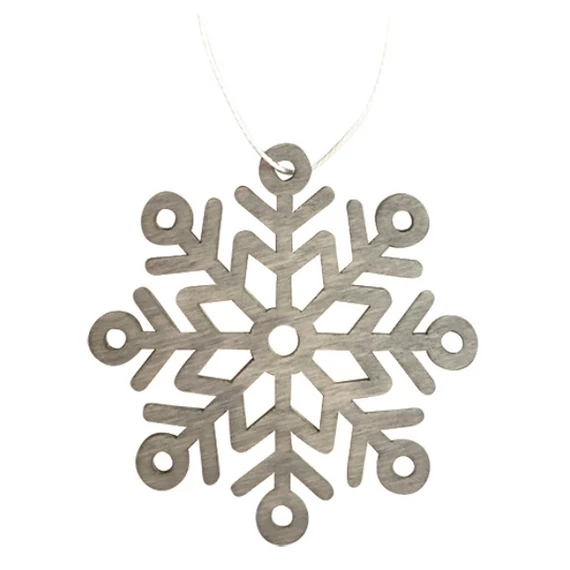 Felakasztható fa hópehely 8cm, szürke