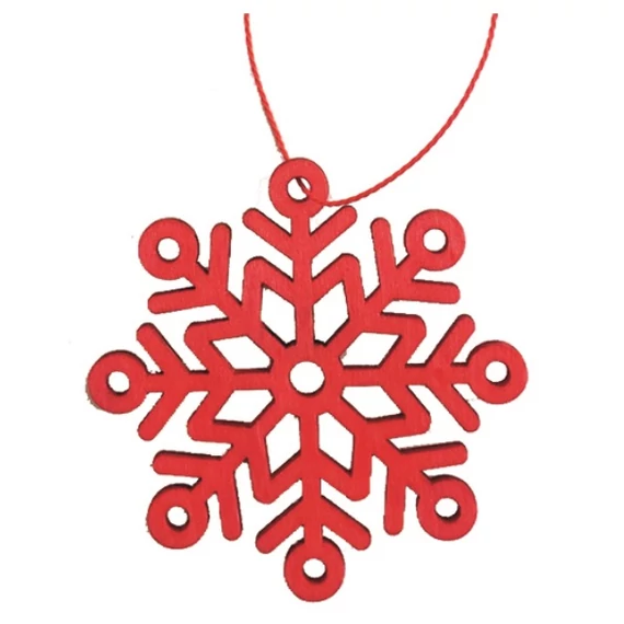 Felakasztható fa hópehely 8cm, piros