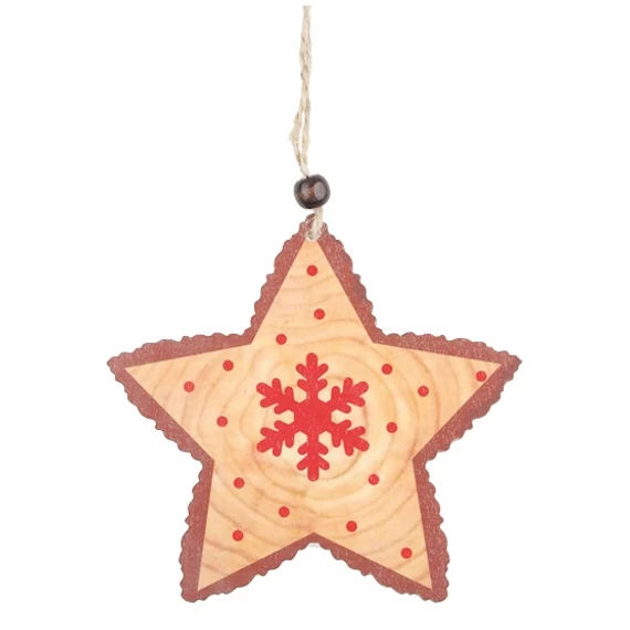 Felakasztható fa csillag 12cm