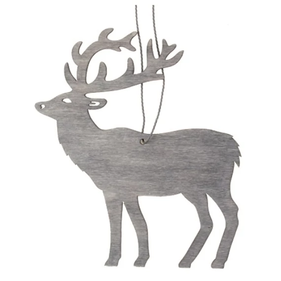 Felakasztható, fa, szürke szarvas 10cm