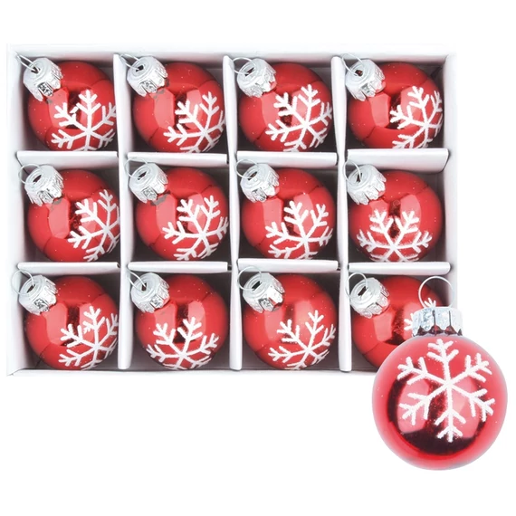 Felakasztható karácsonyi üveggömbök 3cm, 12db