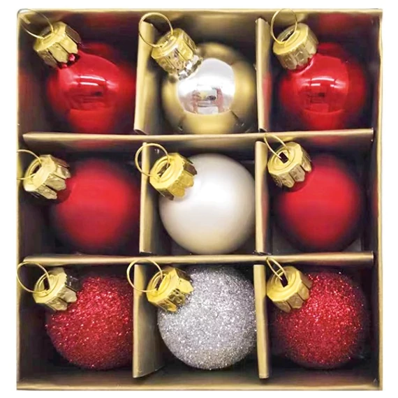 Felakasztható üveggömbök  3cm, 9db