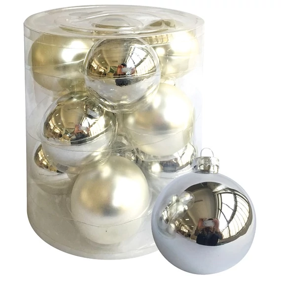 Felakasztható ezüst üveggömb 5,7cm, 12db