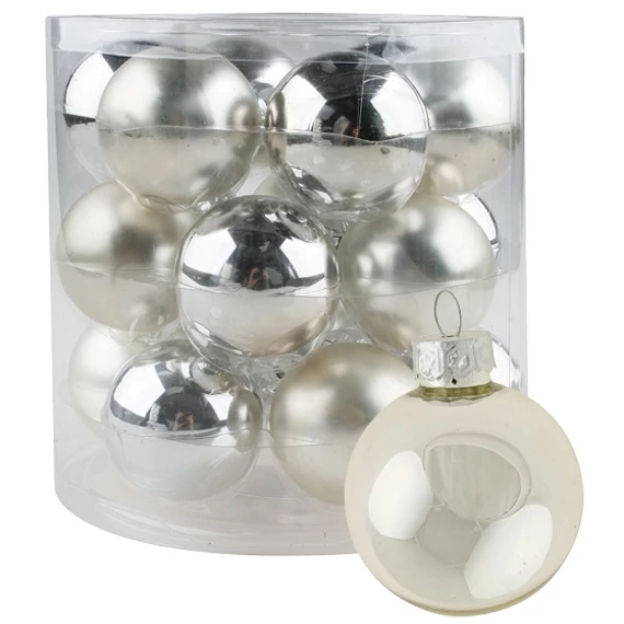 Felakasztható ezüst üveggömb , 4cm, 18db
