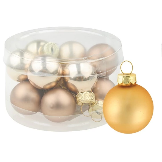 Arany színű üveggömbök 2cm, 12db