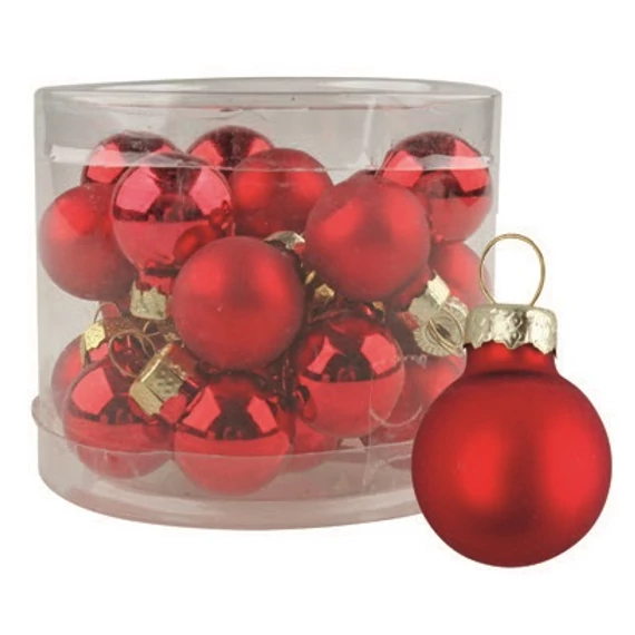 Piros üveggömbök 2cm, 12db