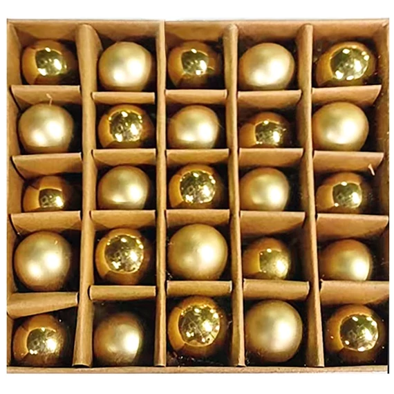 Arany üveggömb készlet, 2cm, 25db
