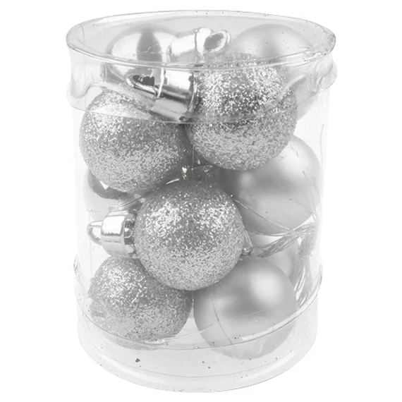 Műanyag ezüst gömbök 2,5cm, 12 db
