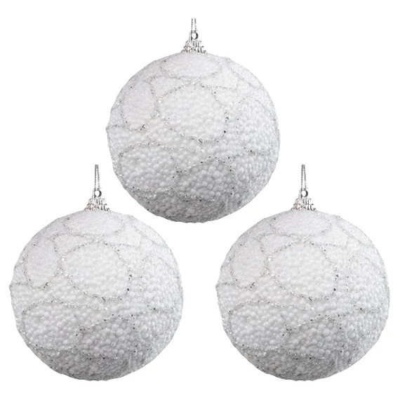 Polisztirol csillámos gömbök 8cm/3db