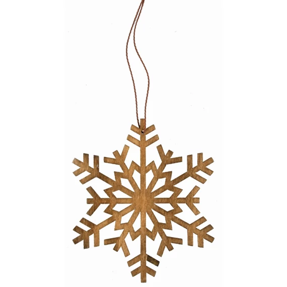 Felakasztható fa hópehely 10cm, barna