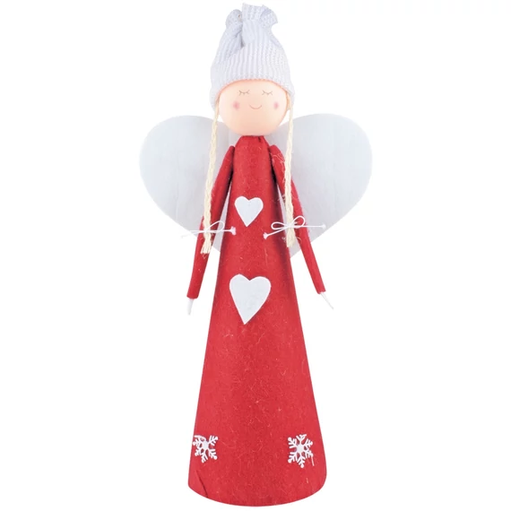 Álló angyalka 40 cm, piros ruhában