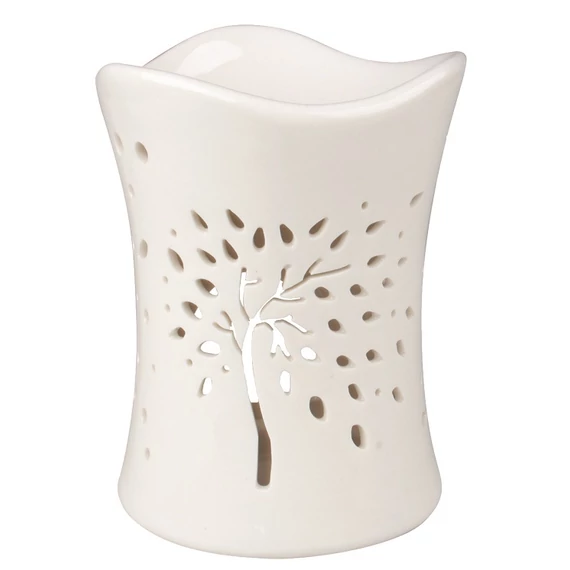 Aromalámpa, fehér porcelán fa motívum 10x13 cm