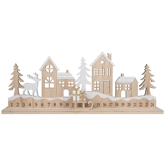 Fa adventi naptár szánkóval 40x16x5 cm