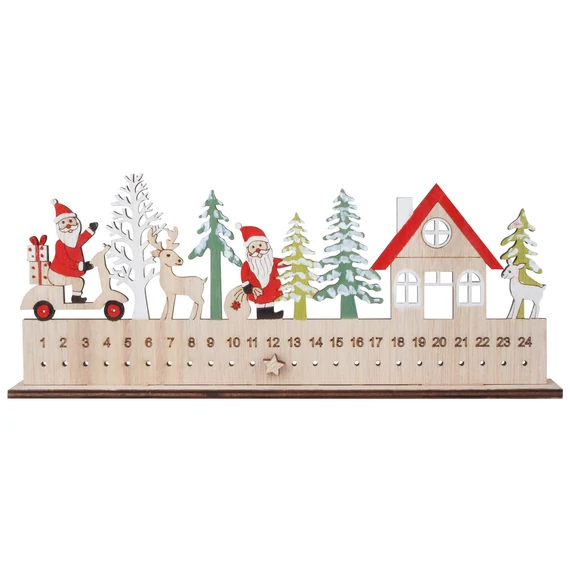 Fa adventi naptár télapóval  25x10 cm