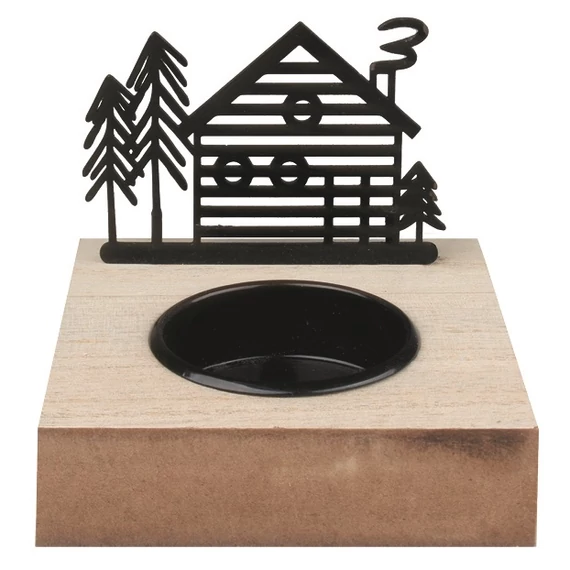 Mécsestartó 8x8x7 cm  - Álló dísz, fém házzal egy mécseshez