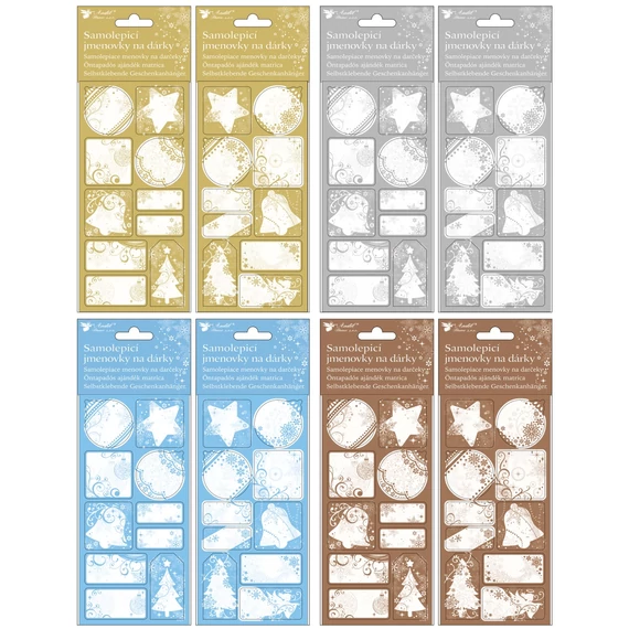 Öntapadó ajándékkísérő matrica  10x21 cm  - Karácsonyi motívumok, 10 db/ ív