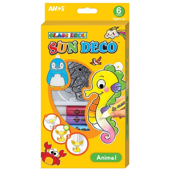 Üvegfesték  készlet - 6 szín x 10,5 ml,  6 db forma - Állatkák