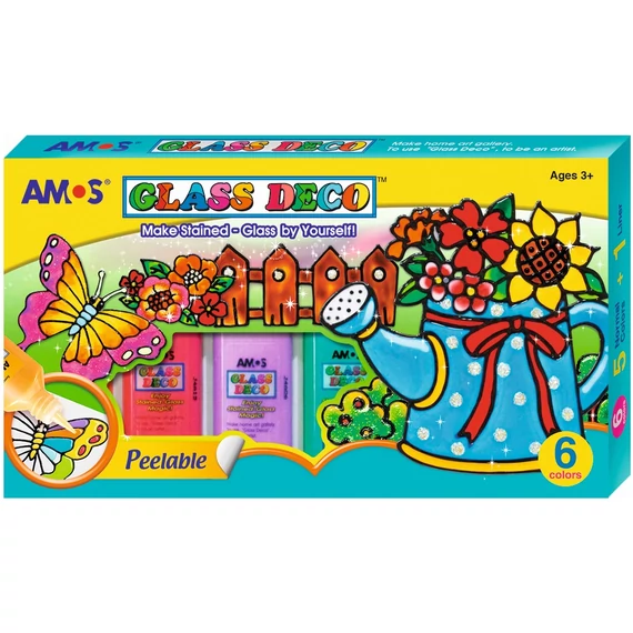Üvegfesték  készlet  5 + 1 szín x 22 ml, sablonok és fóliák