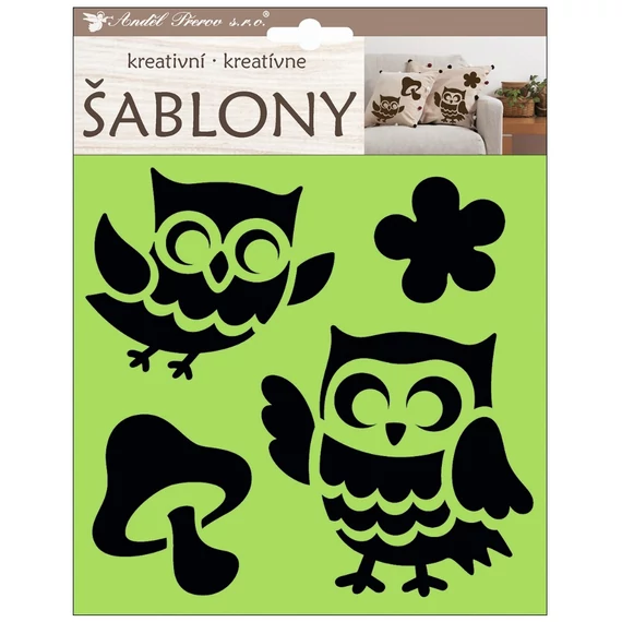 Sablon laminált papírból 17,5 x 18 cm - Baglyok