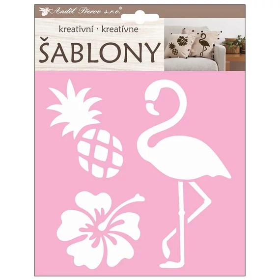 Sablon laminált papírból 17,5 x 18 cm - Flamingó