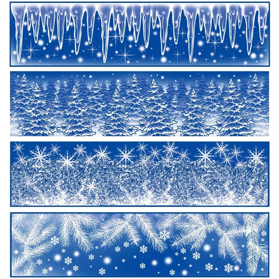 Ablakmatrica 64 x 15 cm -  Karácsonyi motívumok  szivárványos  csillámokkal