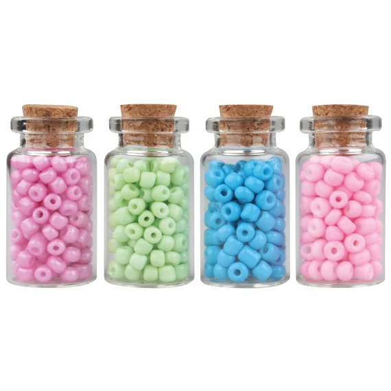 Színes gyöngyök üvegecskékben 4 x 10 g