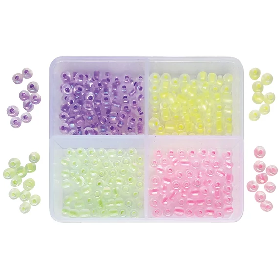 Neon gyöngyök dobozban  4 x 6 g